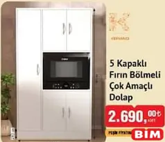 KERVANCI 5 KAPAKLI FIRIN BÖLMELİ ÇOK AMAÇLI DOLAP